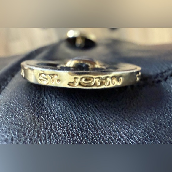 🥳🥳ST. JOHN Marie Grey Collection Leather Coat Jacket, Black - Picture 6 of 16